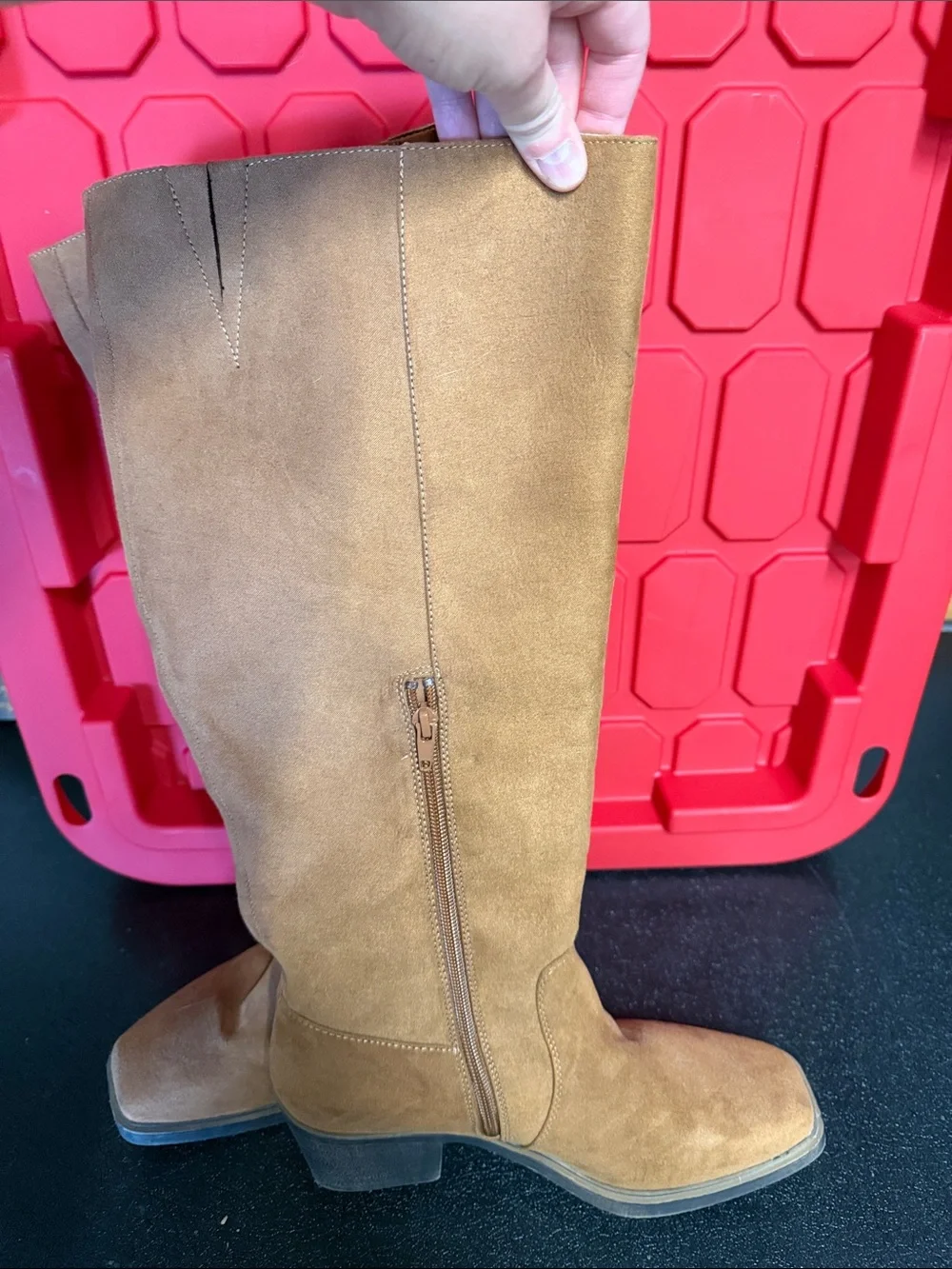 SO Tan Suede like Over-the-Knee Fringe Boots